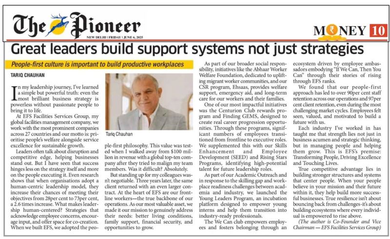 Mr Tariq Chauhan’s feature in Daily Pioneer
